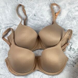 Set of Two - Victoria's Secret Beige Underwire Bra - Body by Victoria Lined Demi
